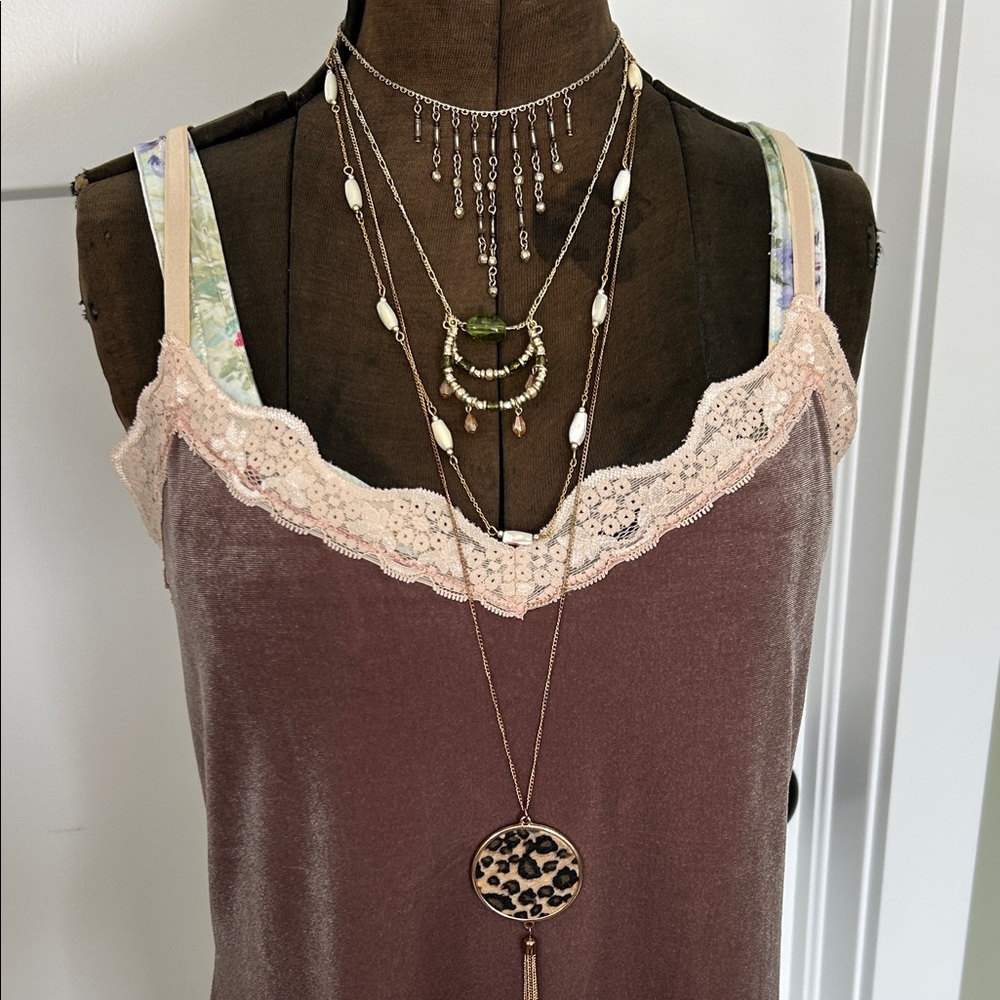 Layered 4 necklaces all unique eclectic vibe wear solo or multiple silver & gold